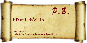 Pfund Béla névjegykártya